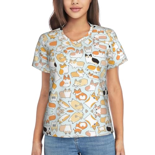 T-shirt sport Corgi femme col V contre irritations manches courtes