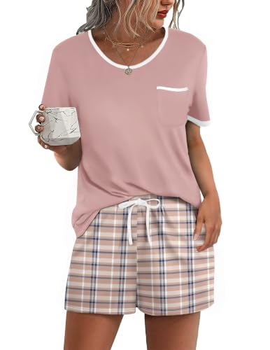 Image of Ekouaer Pajamas for Womens Set 2 Piece Soft Sleepwear, Chest Pocket