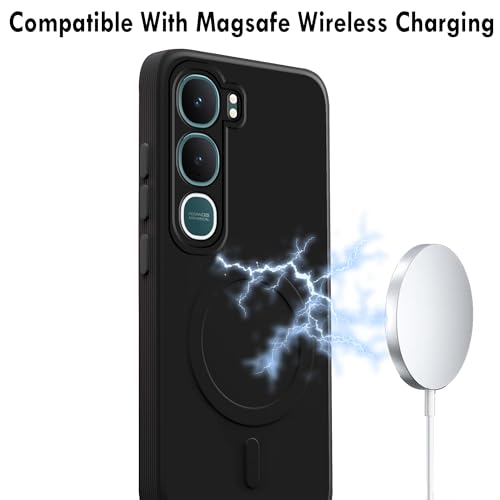 Image of amazon basics Back Cover for Vivo Y31 5G Soft Matte Silicone Mag-Safe Design (Mag-Safe Not Support) Camera Protection | Slim Fit Bumper Cover (Black)