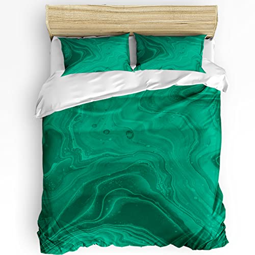Funda Nordica Cama 240 x 220 de Mármol Verde Vintage para Dormitorio de Niños Adolescentes y Adultos Juego de Ropa de Cama con Textura de Piedra Abstracta de Mármol con Tinta de Acuarela Funda De