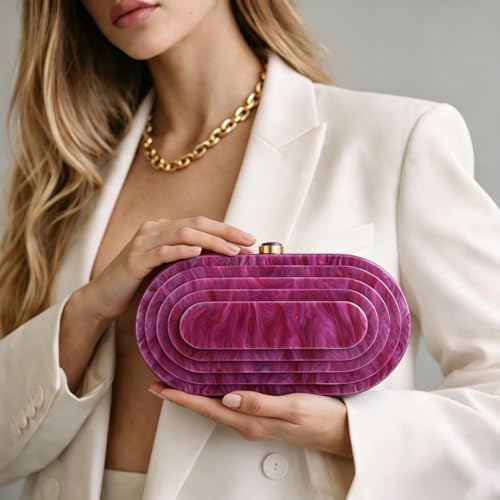 Image of Acrylic Bubble Bag Luxury Marble Clutch Evening Purses for Women Glitter Handbag for Wedding Party Prom