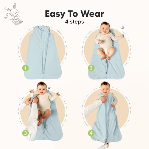 Image of 2-Pack Baby Sleep Sacks, Zipper Wearable Blanket - 100% Organic Cotton 0.5TOG, Soft Lightweight Toddler Sleeping Sack 12-24 months, Easy to Wear Newborn Swaddles Sleepsack (Glacier, L)