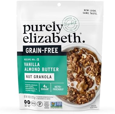 Purely Elizabeth Vanilla Almond Butter Keto Granola Made with Nuts and Seeds, Grain Free, Gluten Free, GMO Free (8 oz Bag)