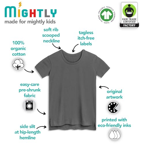 Image of Mightly Girls' Scooped Neck Short Sleeve T Shirts | 100% Organic Cotton, Colorful Casual Stylish Clothes