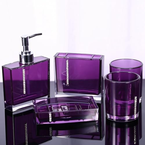 Set de baño acrílico morado fácil de limpiar y altamente resistente 4