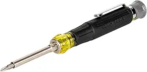 Klein Tools 32600P Mini Precision Screwdriver with Pocket Clip, 13-in-1 Magnetic All-Purpose Driver with Nut Drivers, Phillips, Slotted, and TORX Tips