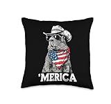Capybara Sunglasses American Flag Bandana Cowboy Hat Country Throw Pillow