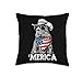 Capybara Sunglasses American Flag Bandana Cowboy Hat Country Throw Pillow