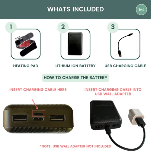 Be Wlthy Cordless Heating Pad With Massager, Infrared Red Light Therapy For Period Cramps, Lower Back Pain, Muscle, Sciatica, Ibs, Hip Pain Relief, Electric And Portable Body Wrap With Usb Power Bank #TOP6