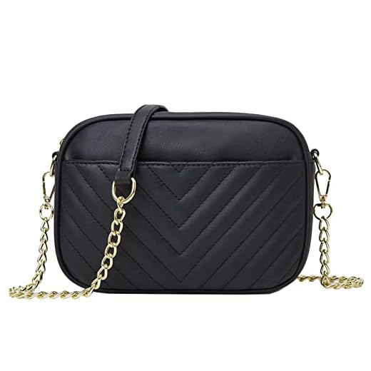SIVENKE Sac à bandoulière pour femme - En cuir synthétique - Petit sac à bandoulière - Élégant - Avec bandoulière amovible, Noir
