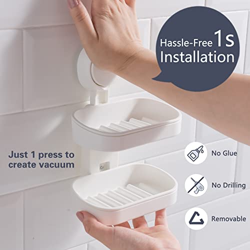 Taili Suction Cup Soap Dish Holder Double Layer & Paper Towel Holder, Toilet Paper Holder Self Adhesive, Bathroom Drill-Free Toilet Tissue Holder Wall Mount, Stainless Steel Toilet Paper Roll H #TOP1