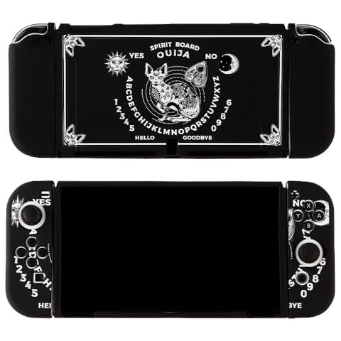 CasosexploreLab Case Shell Compatible with Nintendo Switch OLED Black Aesthetic Protective Cover for Nintendo Switch Joycon Controller Soft TPU Grip Dokable Case Carrying Cover Switch Accessories Cover