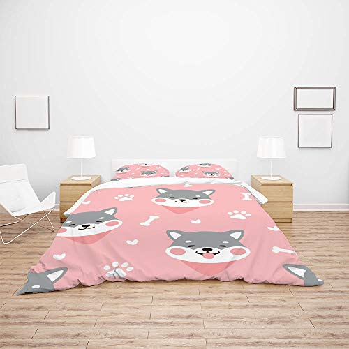 Housse de couette Shiba anti-plis en polyester résistant pour lit double CHEHONG