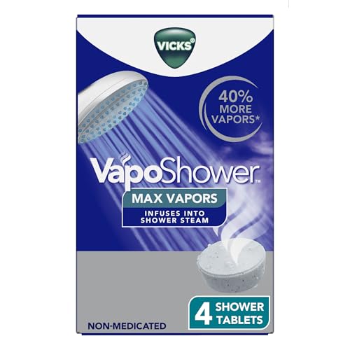 Vicks VapoShower Max Tablets Non-Medicated Eucalyptus Shower Steamer Tablets Menthol Aromatherapy 4ct