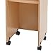 Rolling Podium Stand with Wheels Farmhouse Wood Presentation Standing Portable Lectern Speaking Podium Stand with Storage Shelf and Slant Desktop for Church Office School Classroom Home (Oak Color)