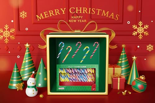 image for Fruidles Christmas Candy Canes Suckers, Multicolored Rainbow Fruity Fl