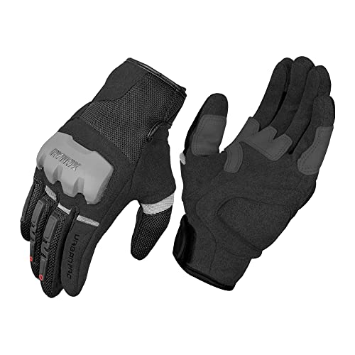 Image of Rynox Urban Pro 2 Gloves - Cuff Length Motorcycle Riding Gloves | Impact Protection | Scaphoid Protection | Abrasion Resistance - Black Grey, Small, Motorcycle Racing, Suede