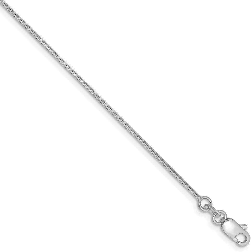 Solid 14k White Gold 1.00mm Octagonal Snake Chain Necklace - with Secure Lobster Lock Clasp