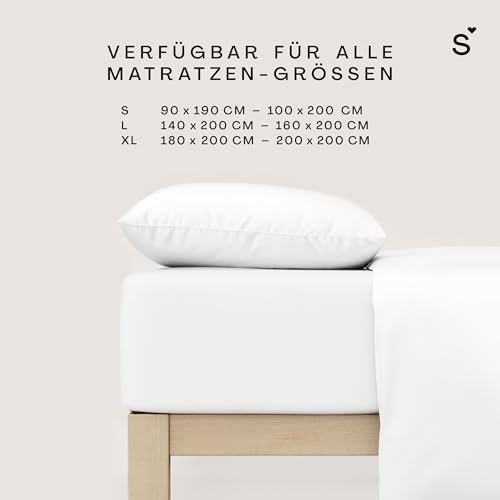 schlafgut Basic Cotton Spannbettlaken 90x200 cm 100% Baumwolle, Full-White – Ansicht 2
