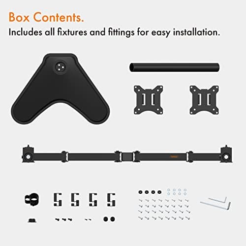 VonHaus Dual Monitor Stand for 13-27 inch LED LCD PC Screens - Double Arm Desk Mount Mount - Ergonomic ±180° Tilt, 360° Rotation & Twin 360° Swivel Arms - VESA : 75x75-100x100 - Weight - 8kg/Screen