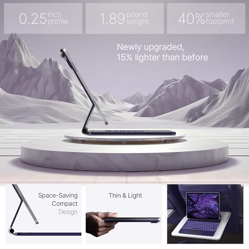 Image of typecase Edge for iPad Air 13 (M4 /M3 /M2, 2026 /2025 /2024) & Pro 12.9 (6th /5th /4th /3rd) with 11-Color Backlit, Precision Trackpad,Magic Floating Keyboard (NOT FIT to Pro 13 (M5 /M4)-Midnight Amethyst26