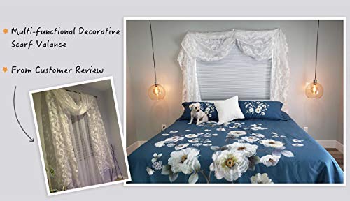 Scarf Valance, NAPEARL European Style Jacquard Window Scarf, Decorative Sheer Curtain for Wedding Arch, Canopy Bed, Headboard, Gazebo, 1 Panel ( Wide 54 in x Long 216 in, White ) - Thumbnail 6