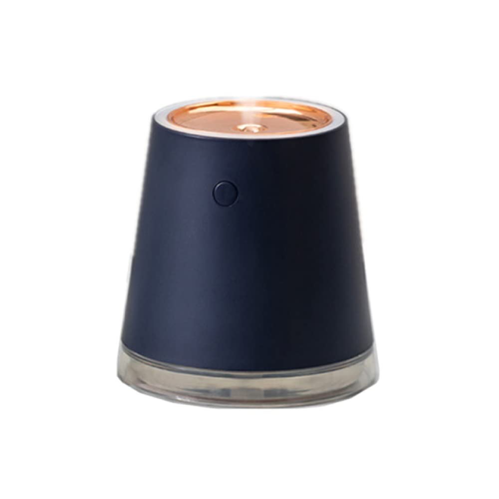 nawilżacz 500 ml przenośny bezprzewodowy nawilżacz powietrza o dużej pojemności 1500 mAh akumulator USB Mist Maker Fogger z ciepłym światłem LED granatowy (Color : Navy Blue)