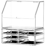 Cq acrylic Cosmetic Display Cases With LId Dustproof Waterproof for Bathroom Countertop Stackable Cl