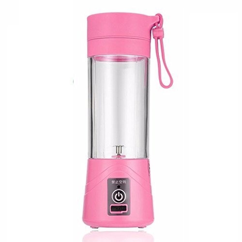 Hofumix Fruit Juicer Rechargeable Portable Juice Blender Breakfast Smoothie Maker Cup Fruit Mixing Machine Mini Protein Shake Maker Electric Mixer Cup with USB Charging Cable (Pink)