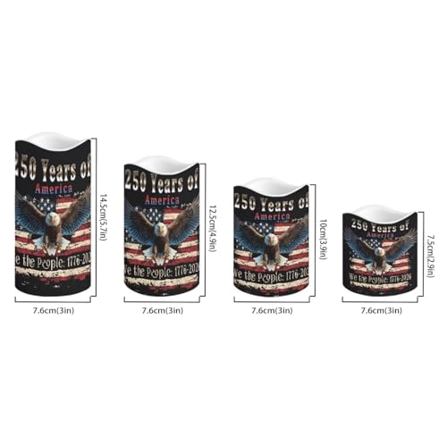 Image of We the People Flameless LED Candles American Flag Bald Eagle Lamp Battery Operated Flickering Timer 250th Anniversary Candle Aesthetic Cozy Minimalist Home Decors Set of 4