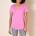 Amazon Essentials Women's Classic-Fit 100% Cotton Short-Sleeve V-Neck T-Shirt (Available in Plus Size), Pack of 2, Light Grey Heather/Bright Pink, XX-Large