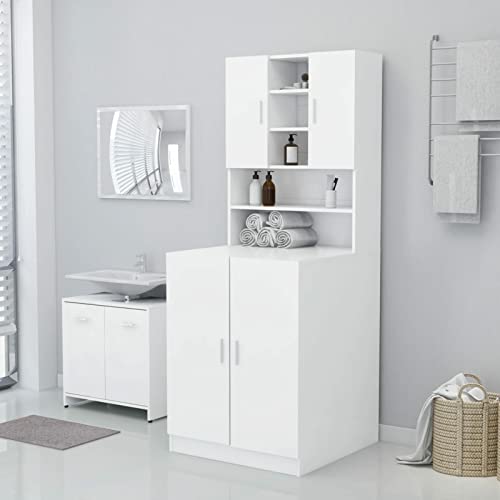 Leepesx Mobile per Lavatrice Bianco 71x71,5x91,5 cm,Mobile per Lavatrice,Mobile Lavatrice,Mobiletto Lavatrice Salvaspazio