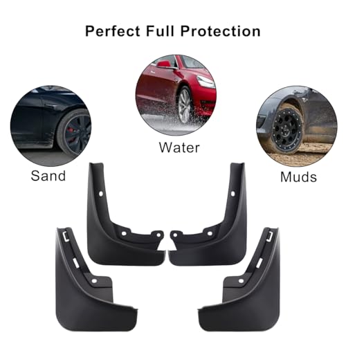 Image of Compatible with Tesla 2024 (Highland) Model 3 Mud Flaps Splash Guard Accessories No Drilling Required (Set of 4)