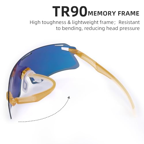 Image of ROCKBROS Cycling Glasses Sports Sunglasses with Anti Blue Lenses Men Cycling Glasses MTB Biking Sunglasses, Medium