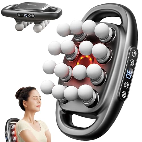 Masajeador eléctrico de tejido profundo con 30 niveles de intensidad, terapia de percusión para aliviar el dolor en espalda, cuello, piernas, hombros, portátil y recargable
