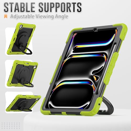 Protection iPad Pro 13 M5 2025 antichoc robuste avec poignée rotative jaune