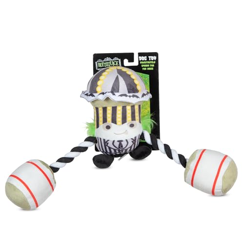 BEETLEJUICE Brinquedo de pelúcia para cães de corda de carnaval, brinquedo de cachorro de corda dupl