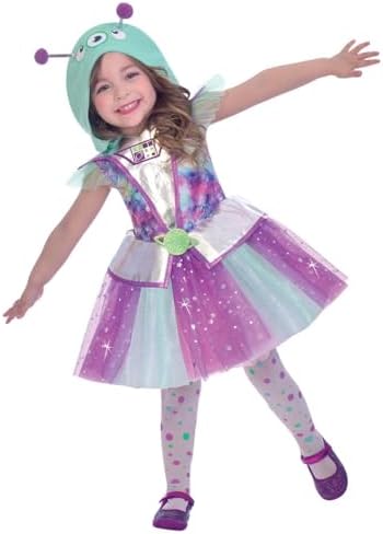 amscan Childs Girls Adorable Alien Halloween Fancy Dress Costume
