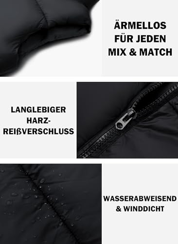 maoo garden Mädchen Winter Pufferweste Daunenimitat kurz geschnitten leichte wasserabweisende ärmellose Jacke für große Mädchen Schwarz 6 Jahre