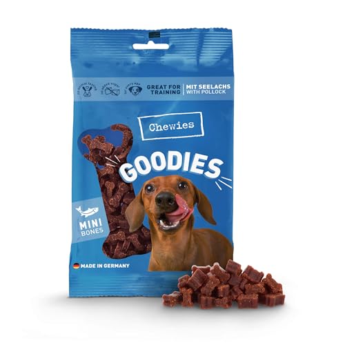 Chewies Hundeleckerli Training Mini Lachs Knöchelchen - 125 g - Hundesnacks zuckerfrei & mit hohem Fleischanteil - ideal als Trainings-Leckerli für Ihren Hund