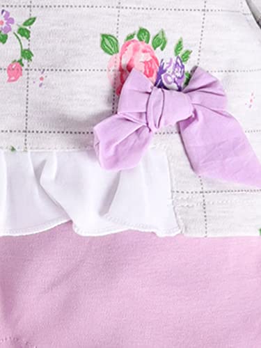 Image of BABY GO Cotton Footed Romper for Baby Girls | Cute Print Long Sleeve Sleepsuit with Front Snap Buttons | Newborn Jumpsuit & Pajamas