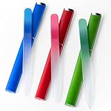 Crystal Glass Nail File with Case, 3 Pack Glass Fingernail File for Natural Nail Professional...