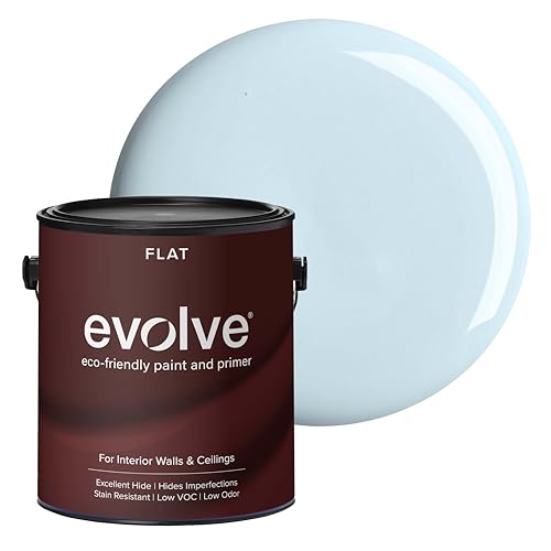 EVOLVE Interior Paint & Primer, Flat (Sky Blue), 1 Gallon – Available in 50+ Colors, One-Coat Coverage, Excellent Hide, Low VOC, Low Odor, Washable Interior Paint