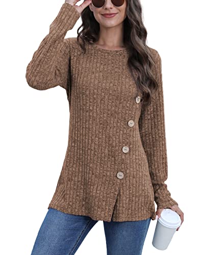 Image of JomeDesign Long Sleeve Shirts for Women Crew Neck Lightweight Sweater Loose Casual Tunic Tops
