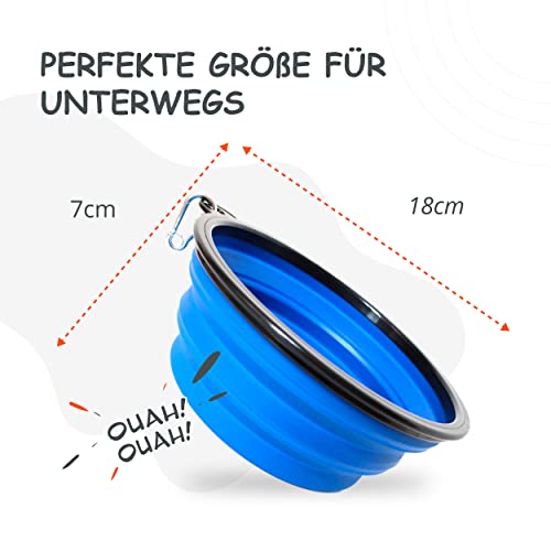 PETSATION – Faltbarer Hundenapf für unterwegs [Das Original] Reisenapf, Fressnapf & Wassernapf für Hunde - 1000 ml Trinknapf, ideal für Reisen, Spaziergänge & Alltag – Leicht, kompakt (1000ml, Blau)