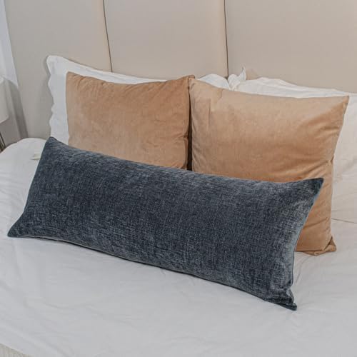 JoraLion Chenille Lumbar Pillow Cover 14x36 inch, Dusty