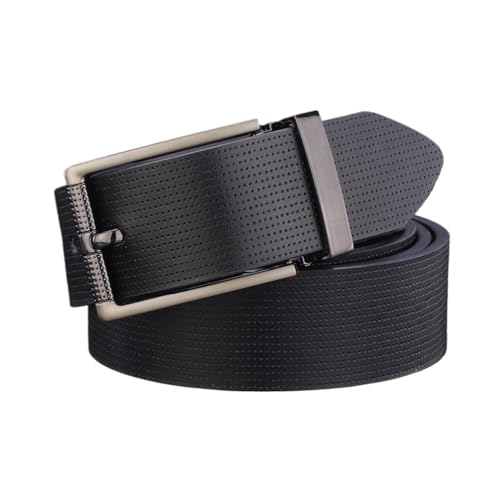 SDFFGHJ Pin Buckle White Genuine Leather Waistband Casual Fashion Men Belts Classic Designer Waist Strap(100cm,Black Gray buckle)