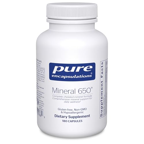 Pure Encapsulations Mineral 650 | Hypoallergenic Combination of Balanced Chelated|Minerals | 180 Capsules