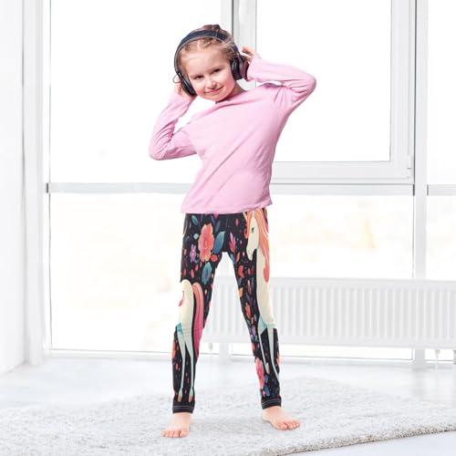 Toddler Girls Leggings Printed Yoga Pants Leggings Flower Pink Hair White Unicorn for Kids4