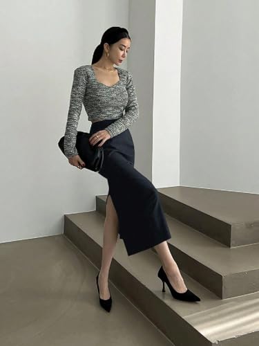 Trend Women's Summer Basic Skirt Elegant Solid Color Slit Pencil Skirt For Beach4